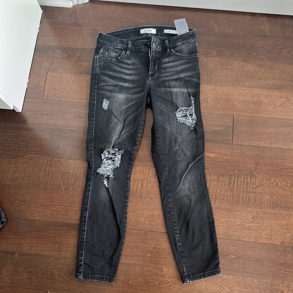 Guess sexy curve ripped black jeans
